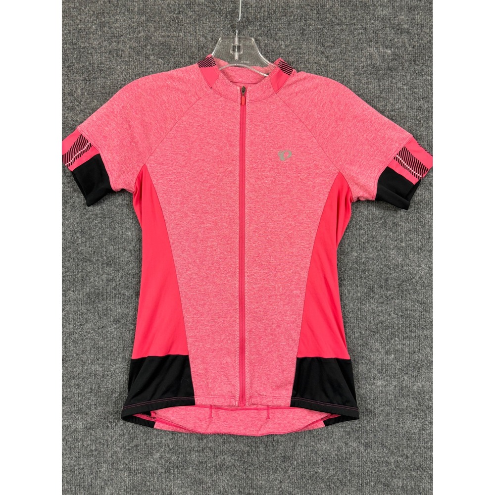 Pearl Izumi Select Women Cycling Jersey Pink Black Short Sleeve Full Zip XS EUC